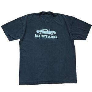 Vintage 90s Ford Mustang Car Portrait Black Graphic Racing T-Shirt Size XL